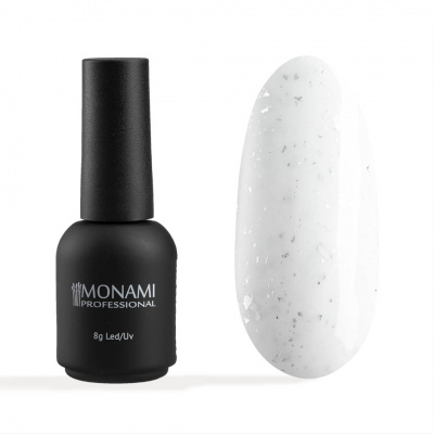 monami гель-лак potal silver white, белый с серебряной поталью, 8мл | для-ногтей.рф