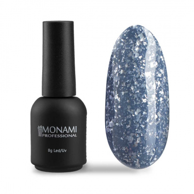monami, гель-лак potal light blue, синий с серебрянной поталью, 8мл | для-ногтей.рф