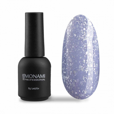 monami гель-лак potal silver violet, фиолетовый с серебряной поталью, 8мл | для-ногтей.рф