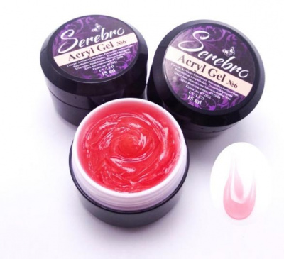 acryl gel "serebro" №6, 15 мл | для-ногтей.рф