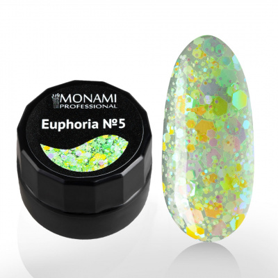 monami, гель- лак euphoria №005, с шестигранниками, 5гр | для-ногтей.рф