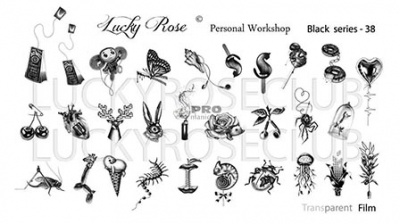 lucky rose transparent black - 38 | для-ногтей.рф